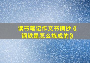 读书笔记作文书摘抄《 钢铁是怎么炼成的》